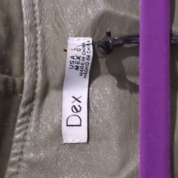 Green pleather, wrap coat, Fall, Dex, Size Lg. - Picture 2 of 5